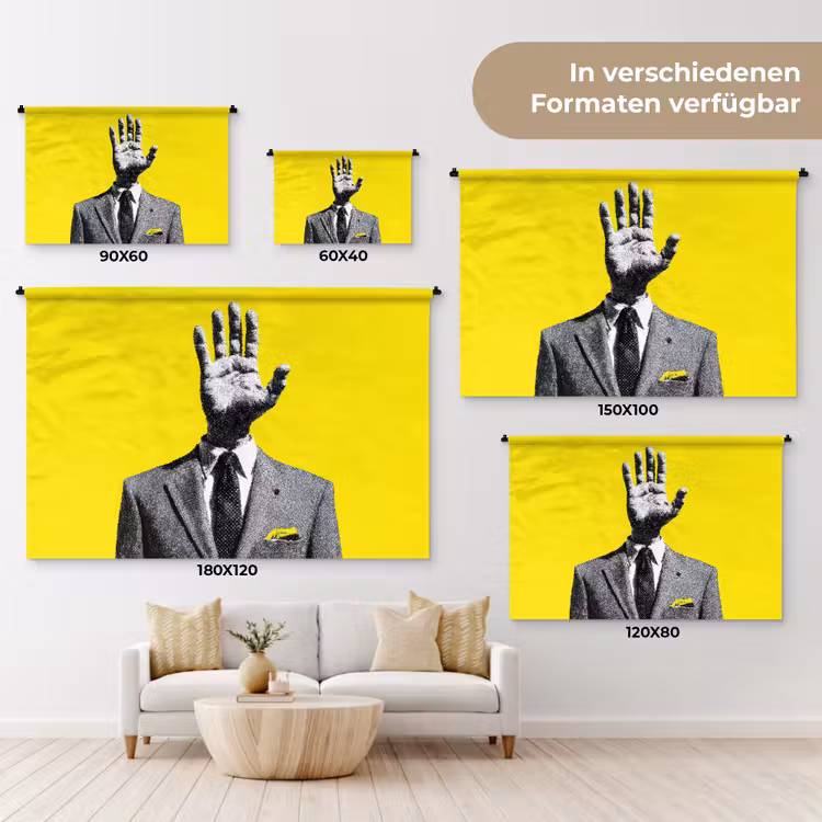 Pak - Hand - Geel Wandkleed katoen klein -tsfeer8_DE