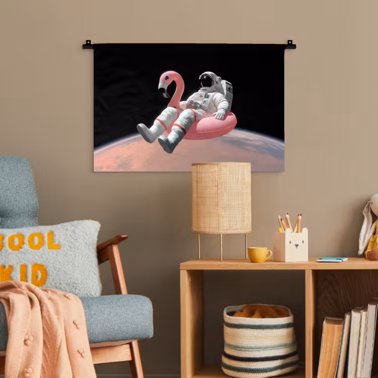 Astronaut - Flamingo - Zwemband - Roze Wandkleed katoen klein -wsfeer4_kind