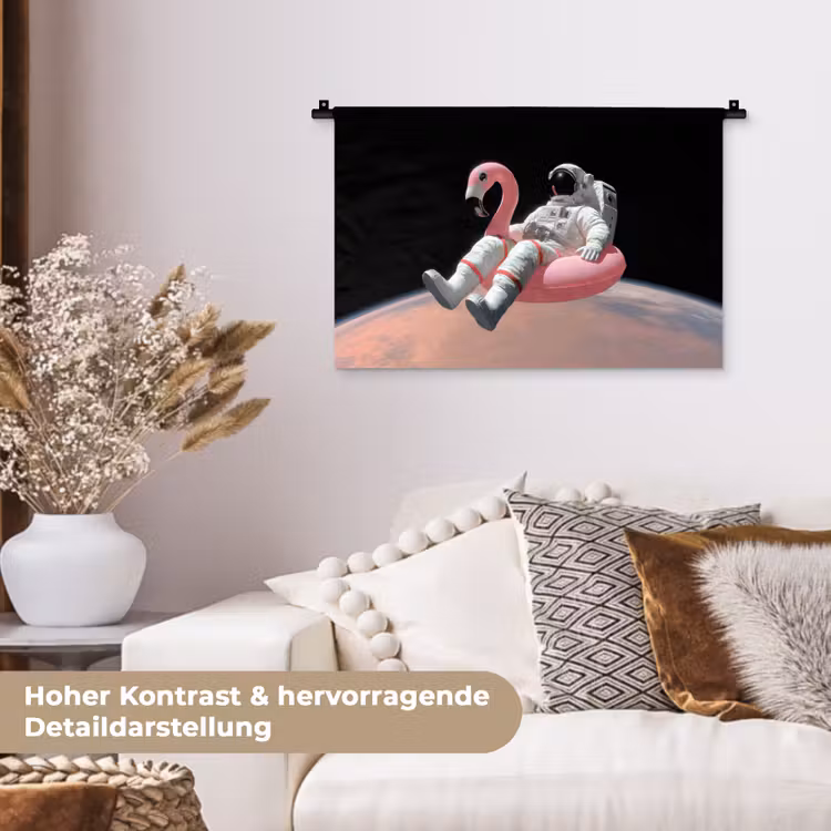 Astronaut - Flamingo - Zwemband - Roze Wandkleed katoen klein -tsfeer1_DE