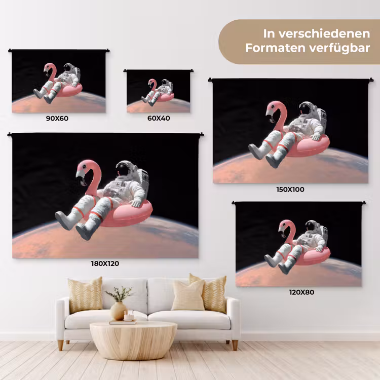 Astronaut - Flamingo - Zwemband - Roze Wandkleed katoen klein -tsfeer8_DE