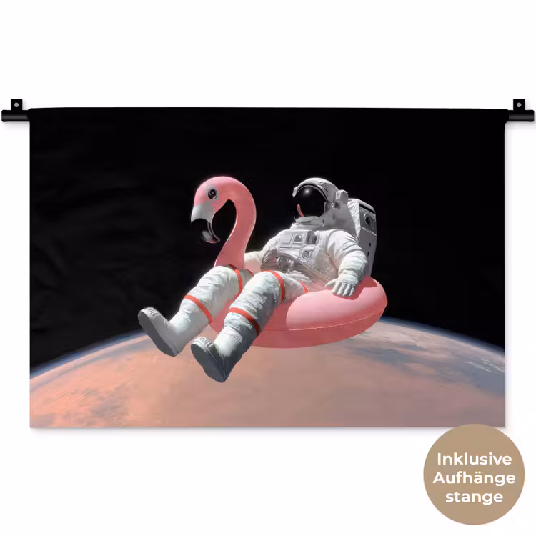 Astronaut - Flamingo - Zwemband - Roze Wandkleed katoen klein -t3d_DE
