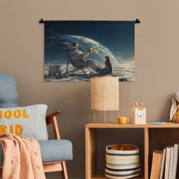 Astronaut - Kat - Glas - Stoel Wandkleed katoen klein -wsfeer4_kind