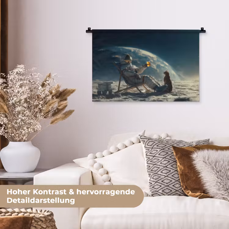 Astronaut - Kat - Glas - Stoel Wandkleed katoen klein -tsfeer1_DE