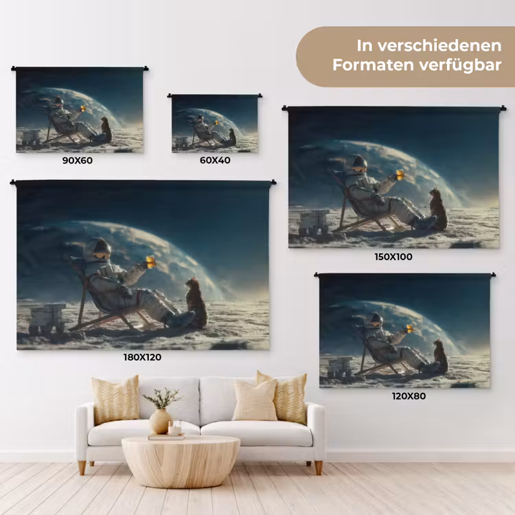 Astronaut - Kat - Glas - Stoel Wandkleed katoen klein -tsfeer8_DE