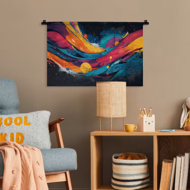 Banen - Golven - Kleurrijk - Abstract Wandkleed katoen klein -wsfeer4_kind