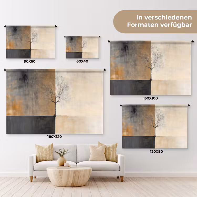 Boom - Vlakken - Takken - Kleurverloop Wandkleed katoen klein -tsfeer8_DE
