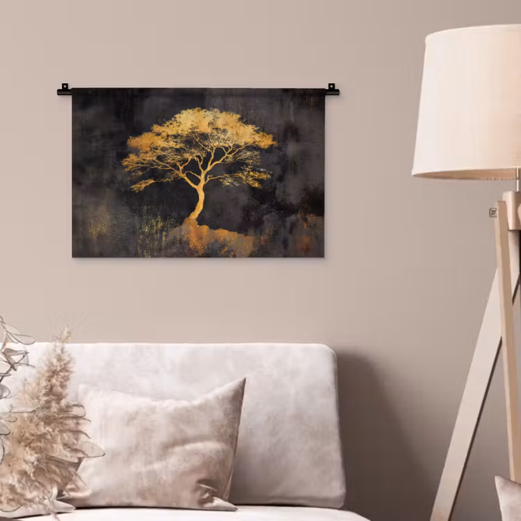 Boom - Schilderij - Goud - Abstract Wandkleed katoen klein -sfeer4