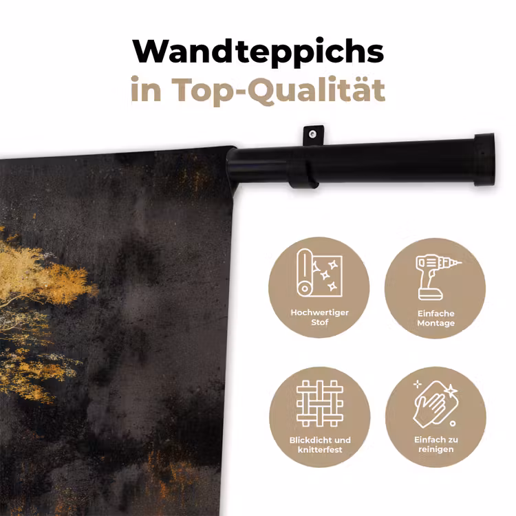 Boom - Schilderij - Goud - Abstract Wandkleed katoen klein -tsfeer2_DE