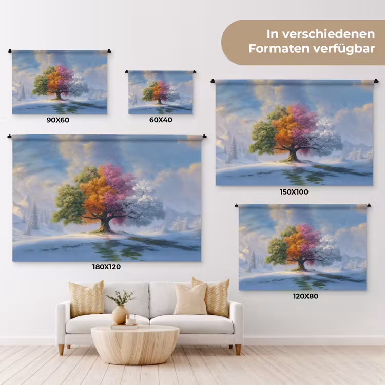 Boom - Seizoenen - Winter - Landschap Wandkleed katoen klein -tsfeer8_DE