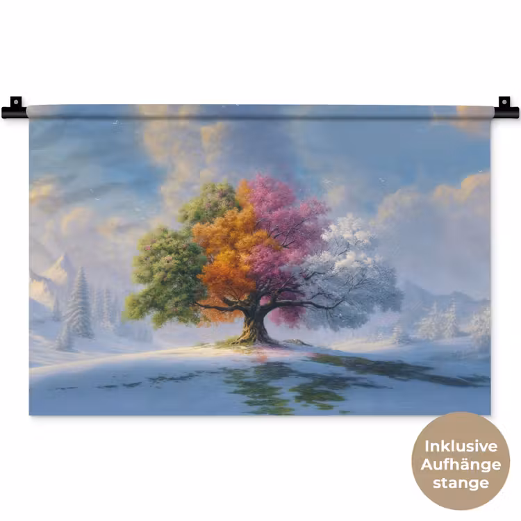 Boom - Seizoenen - Winter - Landschap Wandkleed katoen klein -t3d_DE