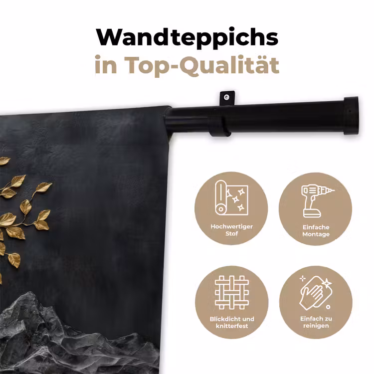 Bladeren - Goud - Boom - Rots Wandkleed katoen klein -tsfeer2_DE