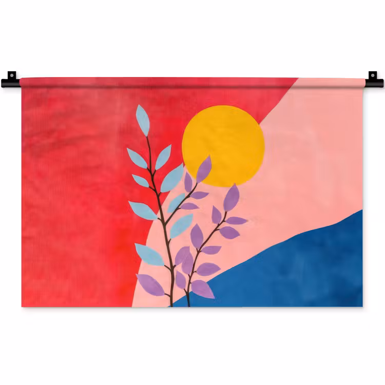 Bladeren - Zon - Abstracte vormen Wandkleed katoen klein -zz3d