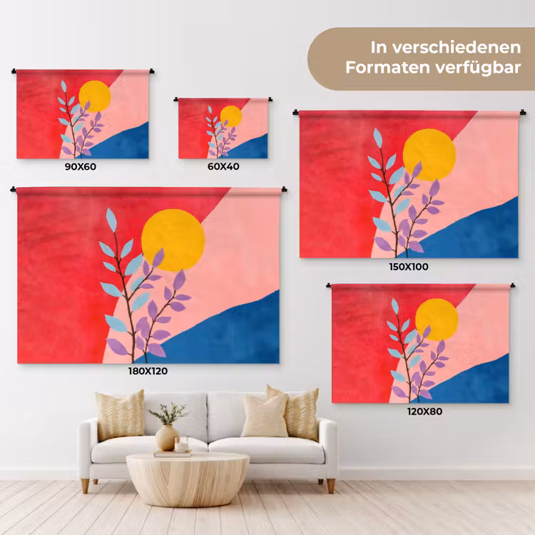 Bladeren - Zon - Abstracte vormen Wandkleed katoen klein -tsfeer8_DE
