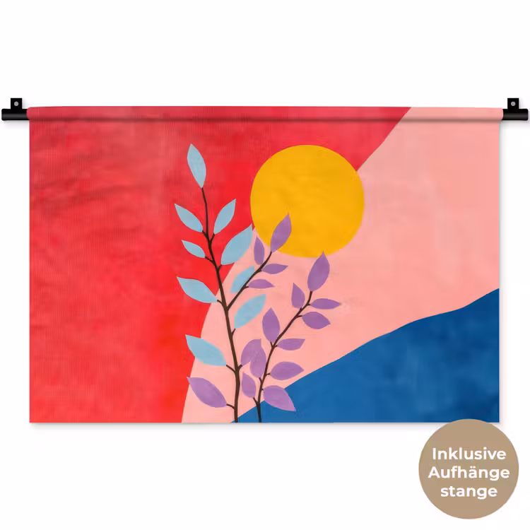 Bladeren - Zon - Abstracte vormen Wandkleed katoen klein -t3d_DE