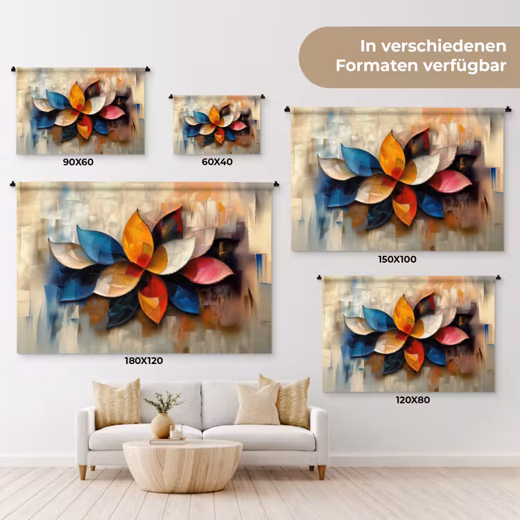 Bloem - Abstract - Kleurrijk - Bladeren Wandkleed katoen klein -tsfeer8_DE