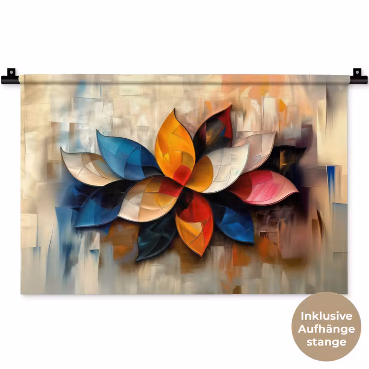 Bloem - Abstract - Kleurrijk - Bladeren Wandkleed katoen klein -t3d_DE