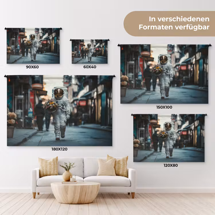 Boeket - Bloemen - Kleurrijk - Astronaut Wandkleed katoen klein -tsfeer8_DE