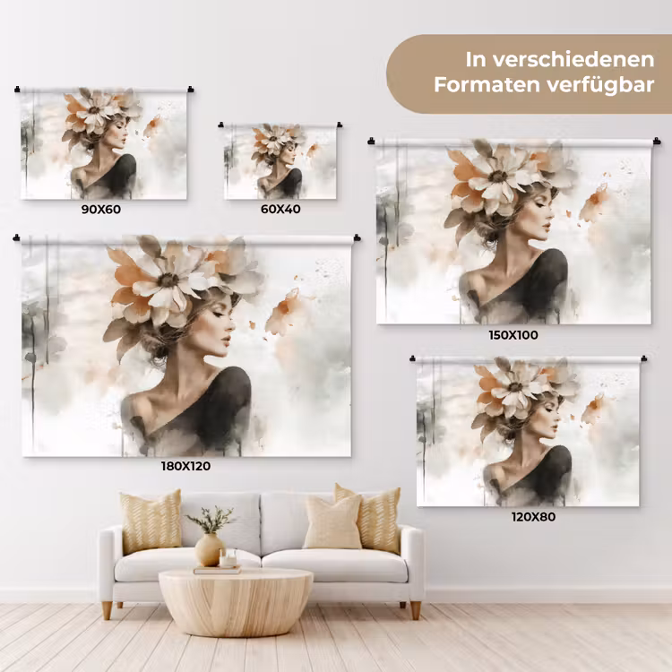 Bloesem - Portret - Gezicht Wandkleed katoen klein -tsfeer8_DE