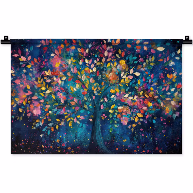 Kleurrijk - Boom - Magisch - Abstract Wandkleed katoen klein -zz3d