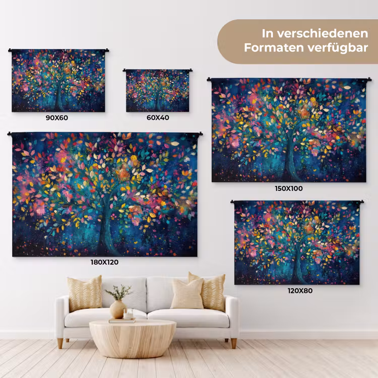 Kleurrijk - Boom - Magisch - Abstract Wandkleed katoen klein -tsfeer8_DE
