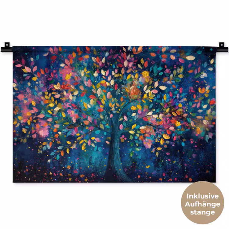 Kleurrijk - Boom - Magisch - Abstract Wandkleed katoen klein -t3d_DE