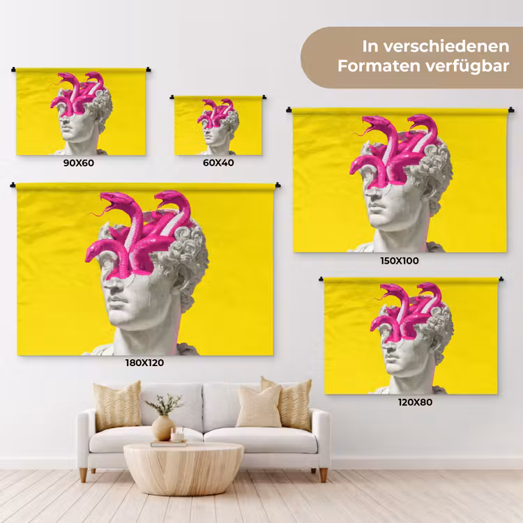 Buste - Slangen - Geel Wandkleed katoen klein -tsfeer8_DE