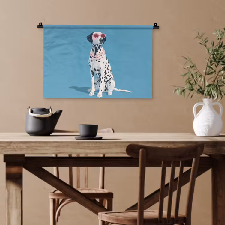 Dalmatiër - Zonnebril - Blauw Wandkleed katoen klein -sfeer6