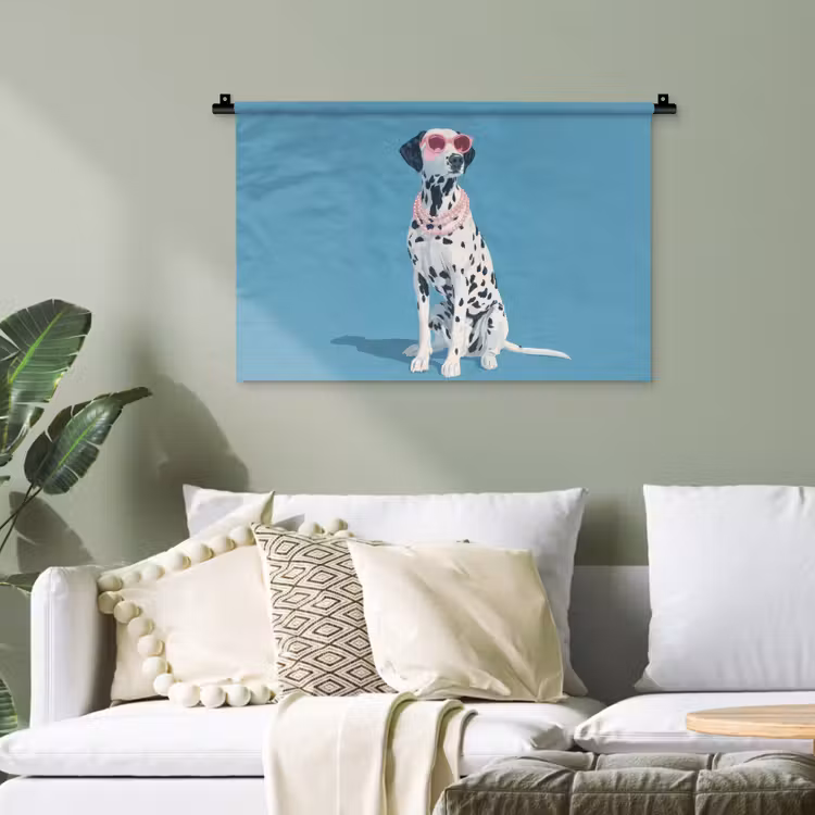 Dalmatiër - Zonnebril - Blauw Wandkleed katoen klein -sfeer7
