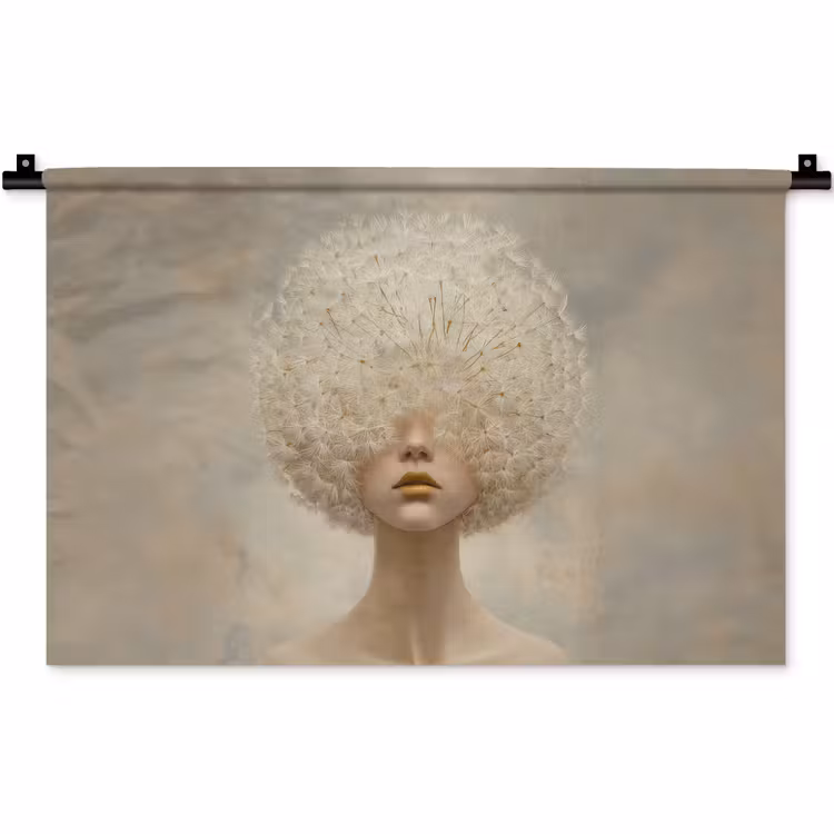 Dromerig - Beige - Paardenbloemzaadjes Wandkleed katoen klein -zz3d