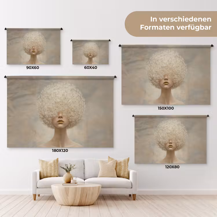 Dromerig - Beige - Paardenbloemzaadjes Wandkleed katoen klein -tsfeer8_DE