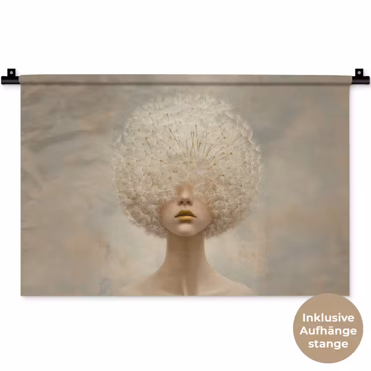 Dromerig - Beige - Paardenbloemzaadjes Wandkleed katoen klein -t3d_DE