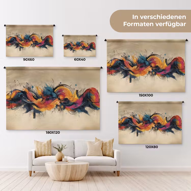 Explosie - Kleurrijk - Vormen - Abstract Wandkleed katoen klein -tsfeer8_DE