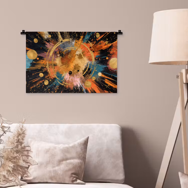 Explosie - Verfstructuur - Goud - Abstract Wandkleed katoen klein -sfeer4