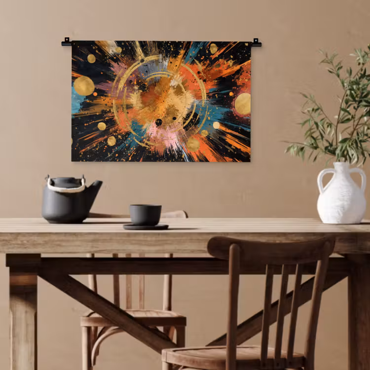 Explosie - Verfstructuur - Goud - Abstract Wandkleed katoen klein -sfeer6
