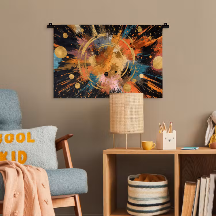 Explosie - Verfstructuur - Goud - Abstract Wandkleed katoen klein -wsfeer4_kind