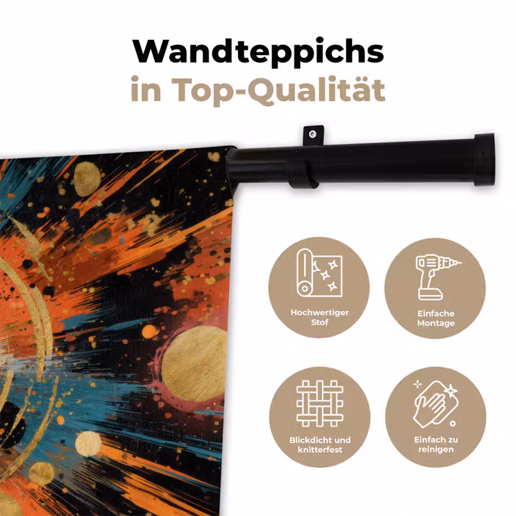 Explosie - Verfstructuur - Goud - Abstract Wandkleed katoen klein -tsfeer2_DE