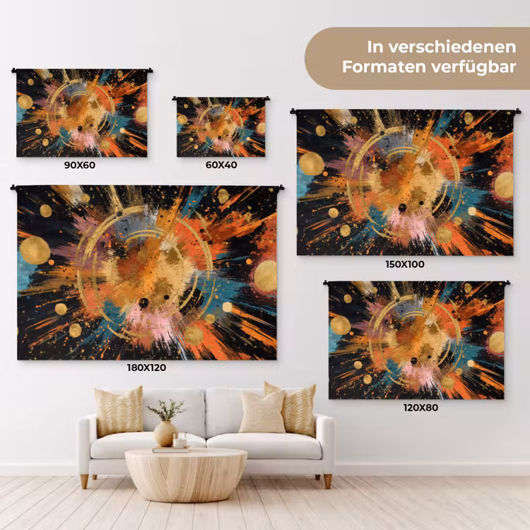 Explosie - Verfstructuur - Goud - Abstract Wandkleed katoen klein -tsfeer8_DE