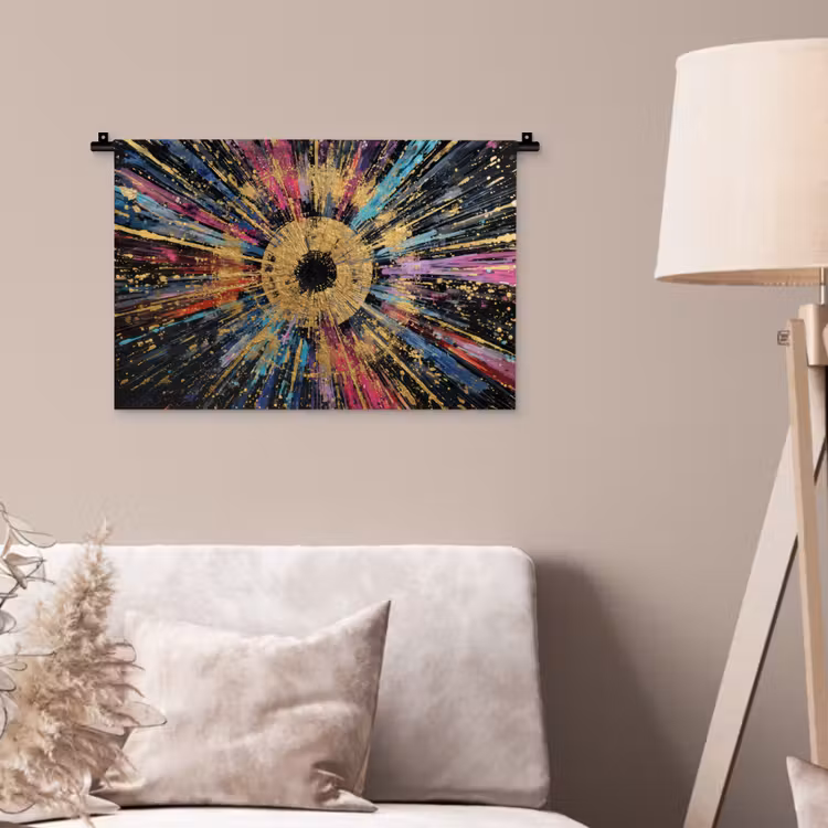 Explosie - Goud - Kleurrijk - Abstract Wandkleed katoen klein -sfeer4