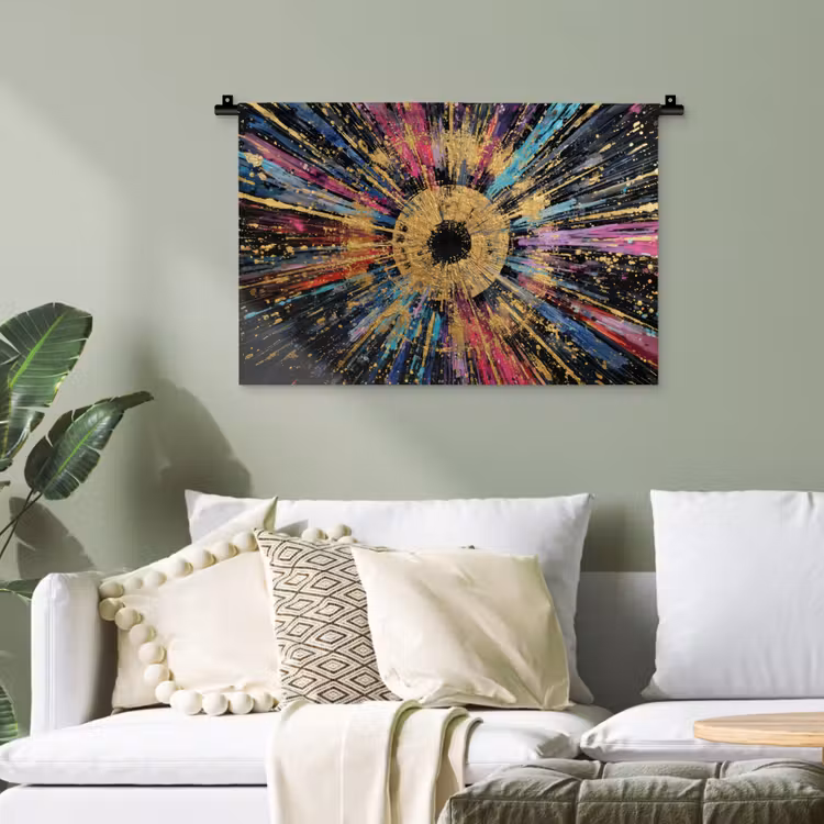 Explosie - Goud - Kleurrijk - Abstract Wandkleed katoen klein -sfeer7