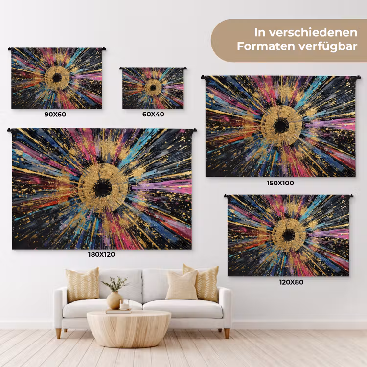 Explosie - Goud - Kleurrijk - Abstract Wandkleed katoen klein -tsfeer8_DE