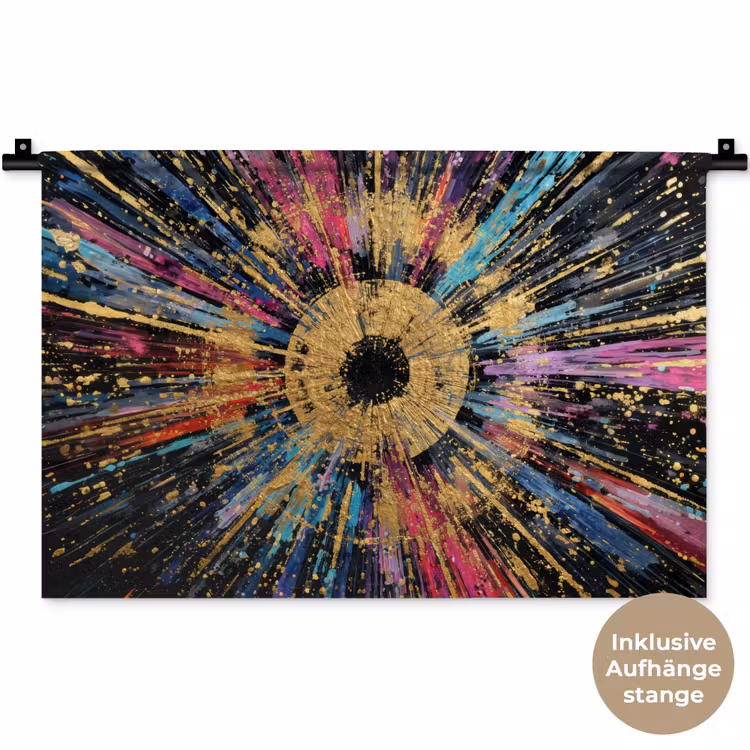 Explosie - Goud - Kleurrijk - Abstract Wandkleed katoen klein -t3d_DE