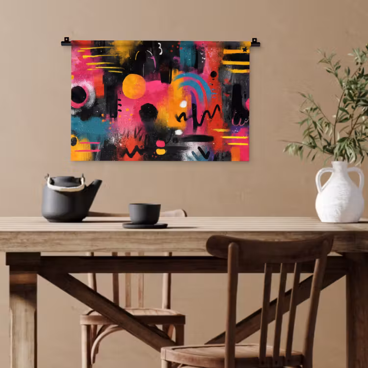 Kleurvlakken - Vormen - Kleurrijk - Abstract Wandkleed katoen klein -sfeer6