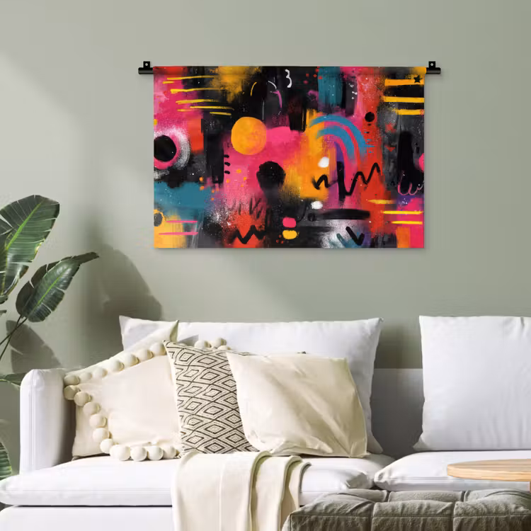 Kleurvlakken - Vormen - Kleurrijk - Abstract Wandkleed katoen klein -sfeer7
