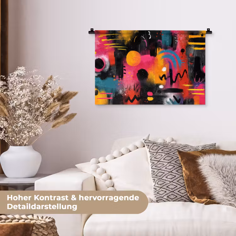 Kleurvlakken - Vormen - Kleurrijk - Abstract Wandkleed katoen klein -tsfeer1_DE