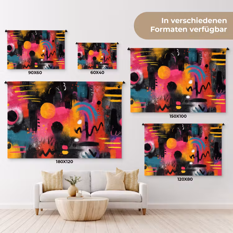 Kleurvlakken - Vormen - Kleurrijk - Abstract Wandkleed katoen klein -tsfeer8_DE