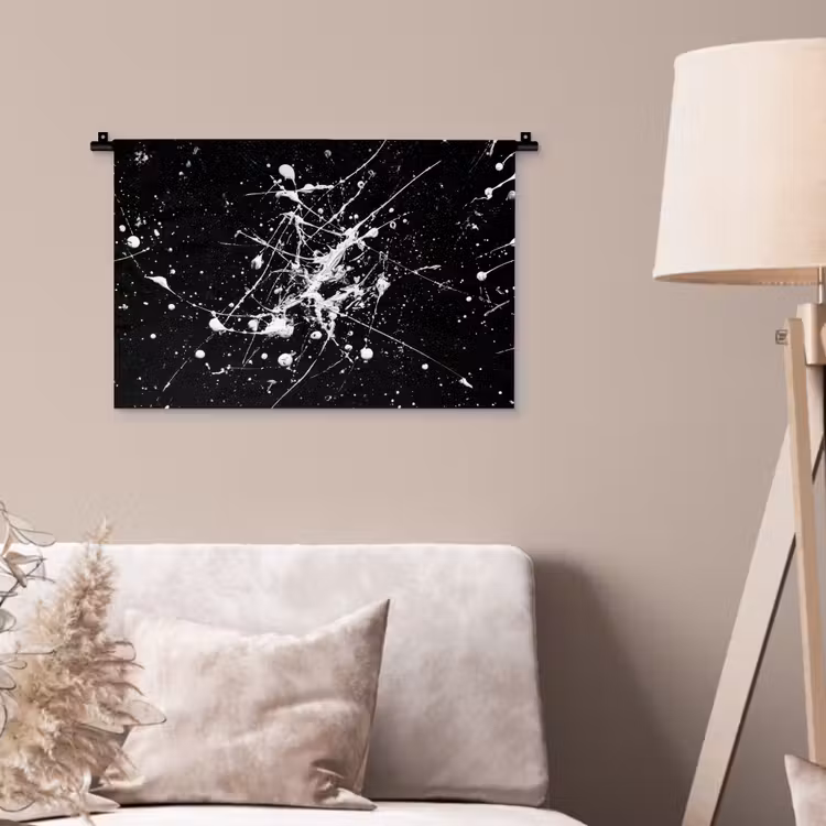 Verfspatten - Wit - Abstract - Explosie Wandkleed katoen klein -sfeer4