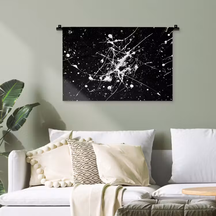 Verfspatten - Wit - Abstract - Explosie Wandkleed katoen klein -sfeer7