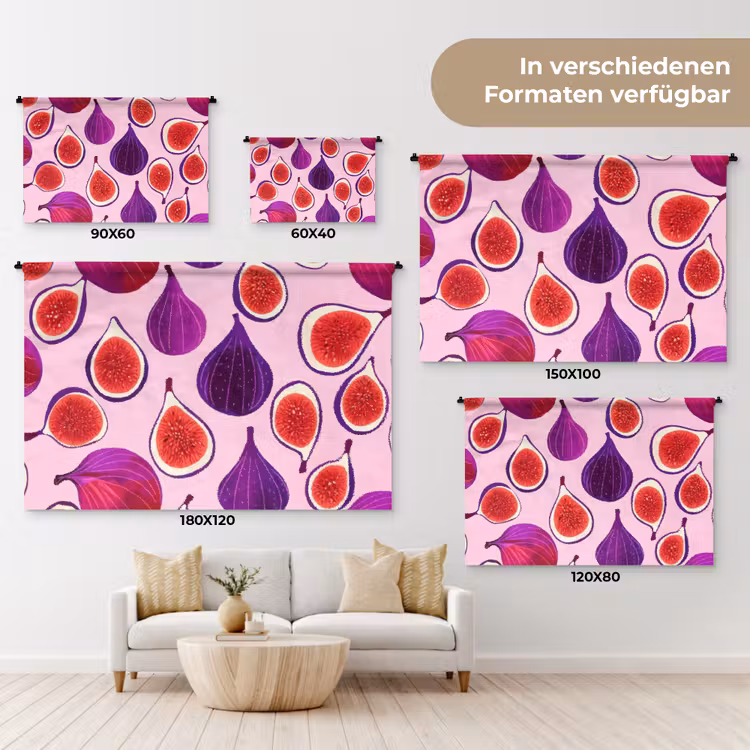 Vijgen - Roze - Paars Wandkleed katoen klein -tsfeer8_DE