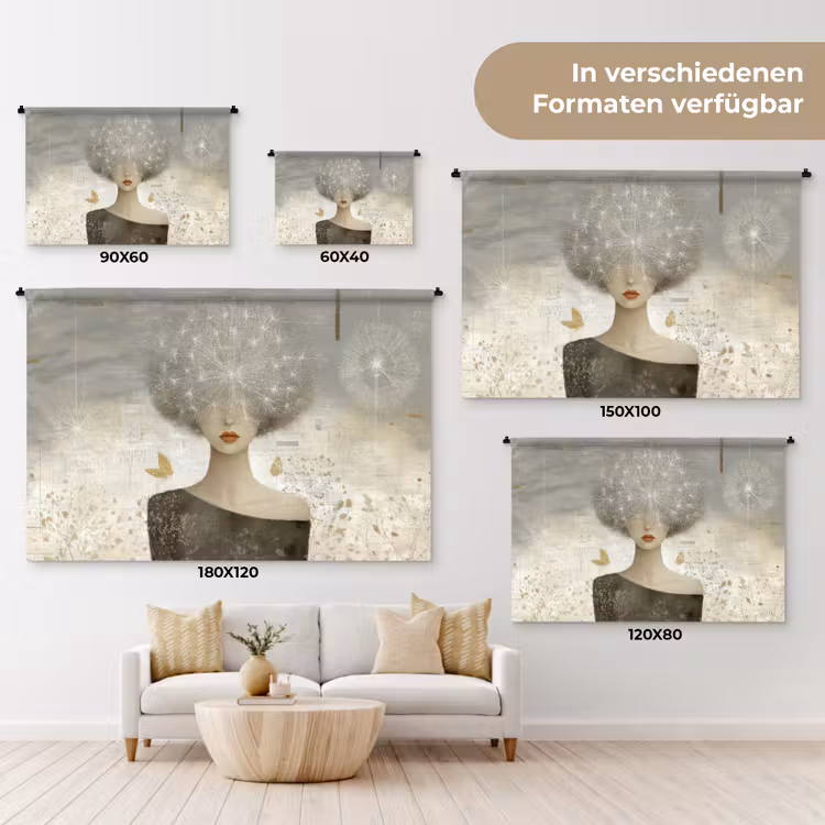 Pluis - Vrouw - Beige Wandkleed katoen klein -tsfeer8_DE