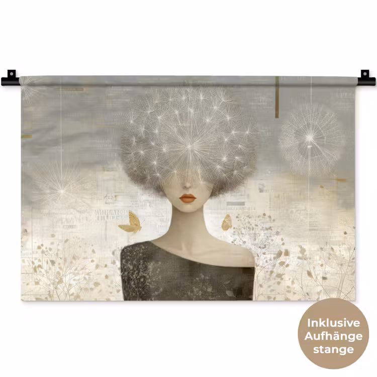 Pluis - Vrouw - Beige Wandkleed katoen klein -t3d_DE